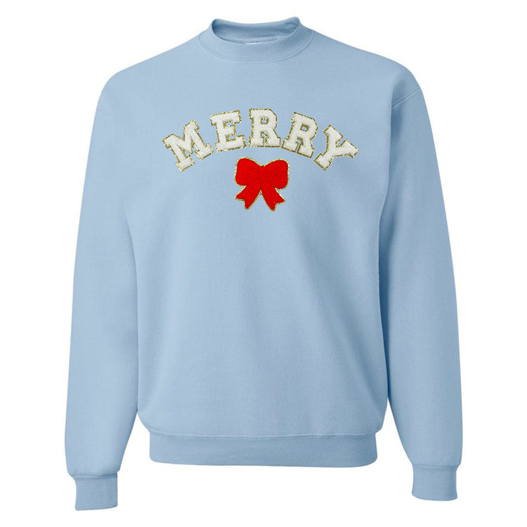 White Merry Letter Patch Crewneck Sweatshirt