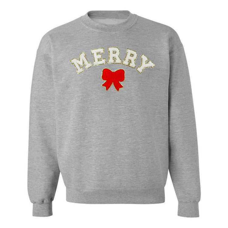 White Merry Letter Patch Crewneck Sweatshirt