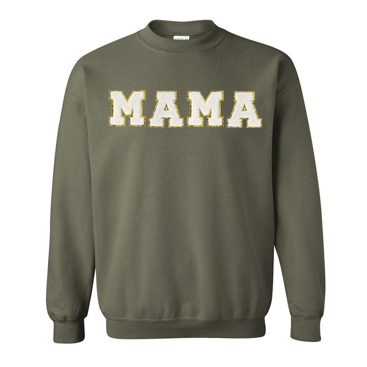 Mama/Mom Letter Patch Crewneck Sweatshirt