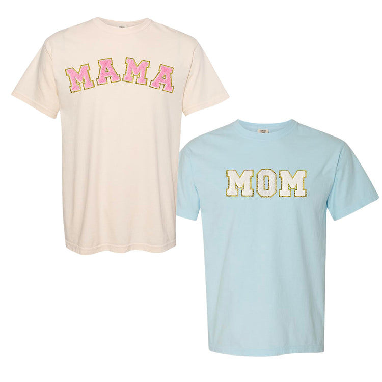 Mama/Mom Letter Patch Comfort Colors T-Shirt