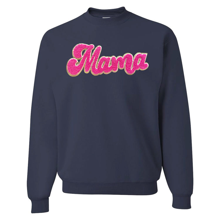 Hot Pink Mama Script Letter Patch Crewneck Sweatshirt