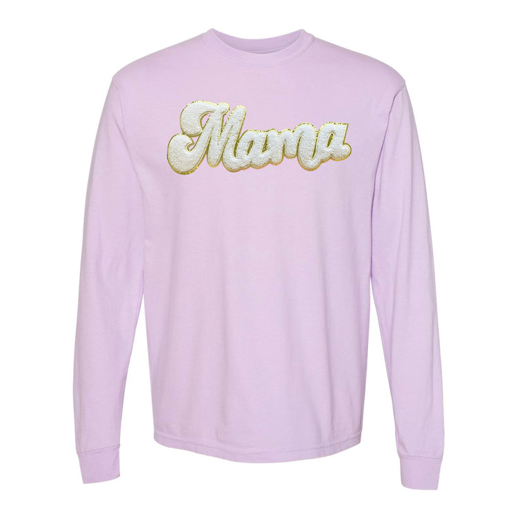 White Mama Script Letter Patch Long Sleeve T-Shirt