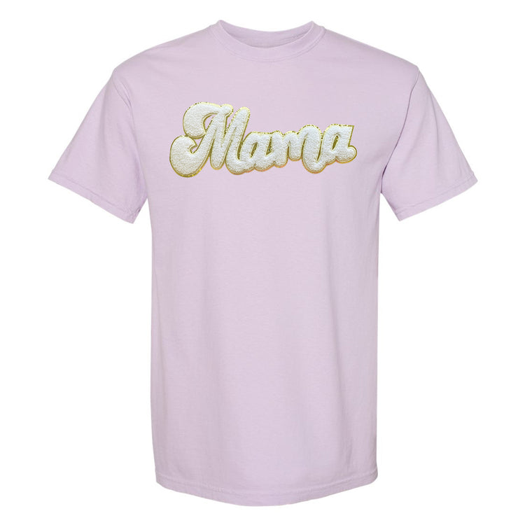 White Mama Script Letter Patch T-Shirt