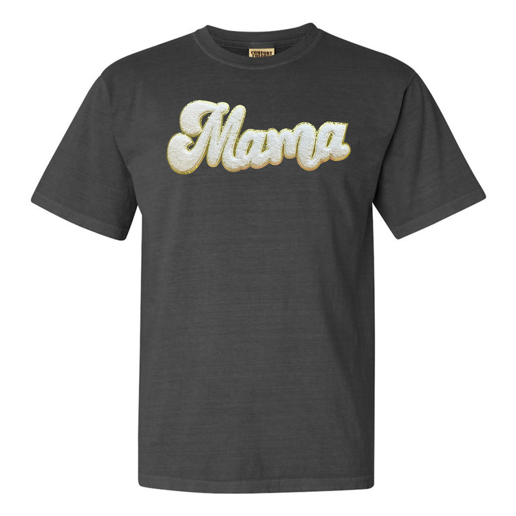 White Mama Script Letter Patch T-Shirt