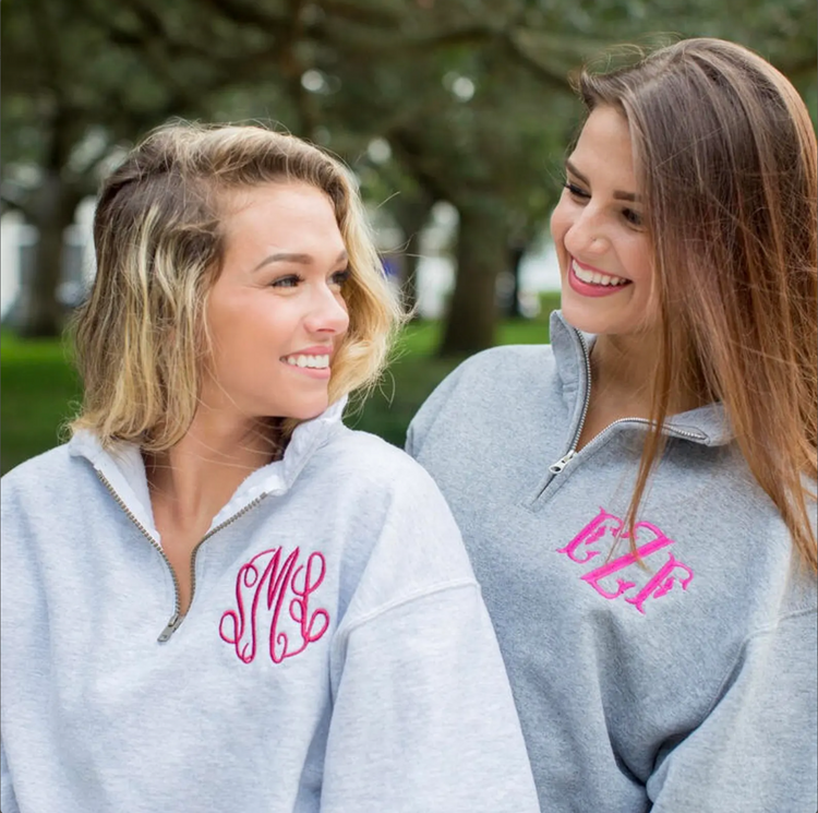 Monogrammed Quarter Zip Sweatshirt