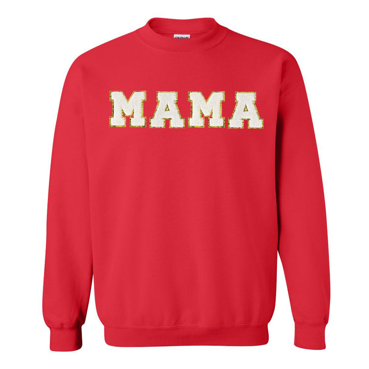 Mama/Mom Letter Patch Crewneck Sweatshirt