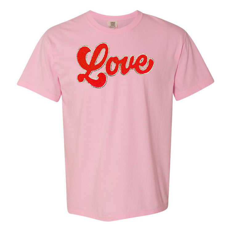 Script Red Love Letter Patch Comfort Colors T-Shirt