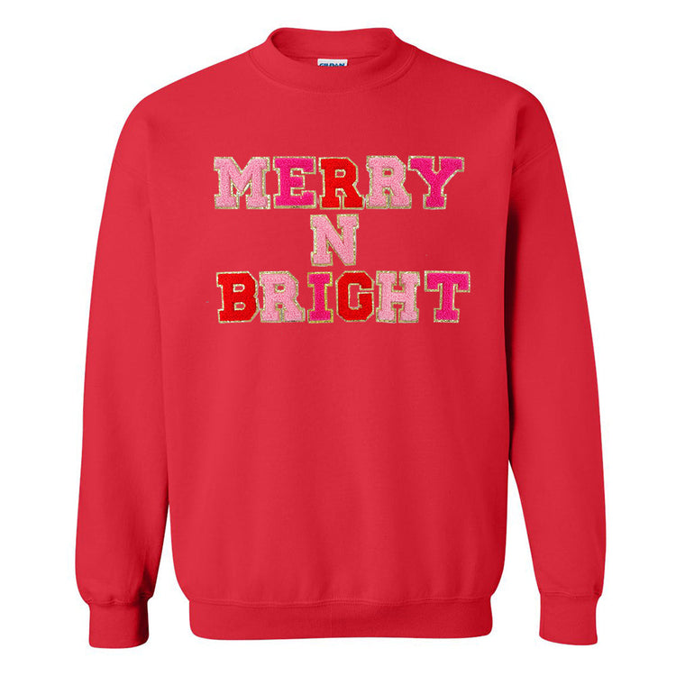 Merry N Bright Letter Patch Crewneck Sweatshirt