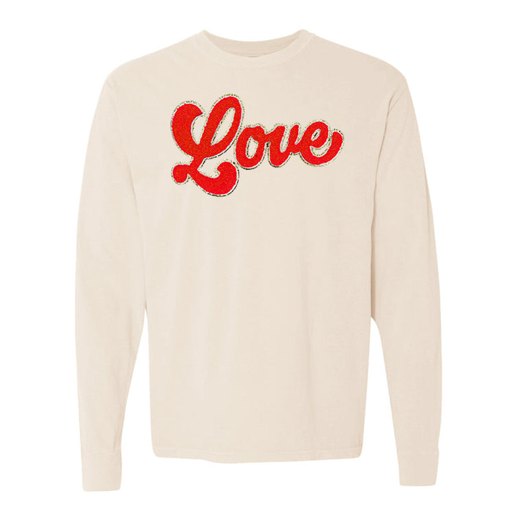 Script Red Love Letter Patch Long Sleeve T-Shirt