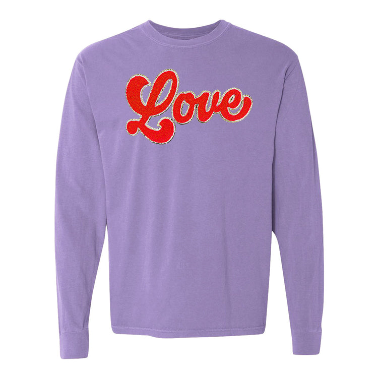 Script Red Love Letter Patch Long Sleeve T-Shirt