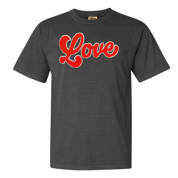 Script Red Love Letter Patch Comfort Colors T-Shirt
