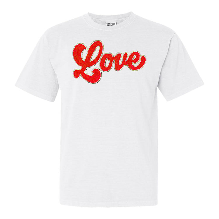 Script Red Love Letter Patch Comfort Colors T-Shirt
