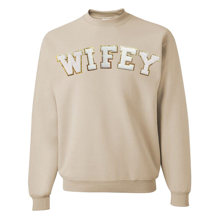 Wifey/Bride Letter Patch Crewneck Sweatshirt