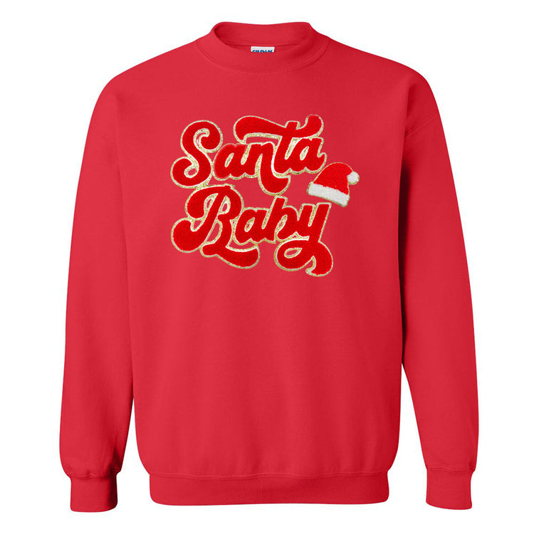 Santa Baby Letter Patch Crewneck Sweatshirt
