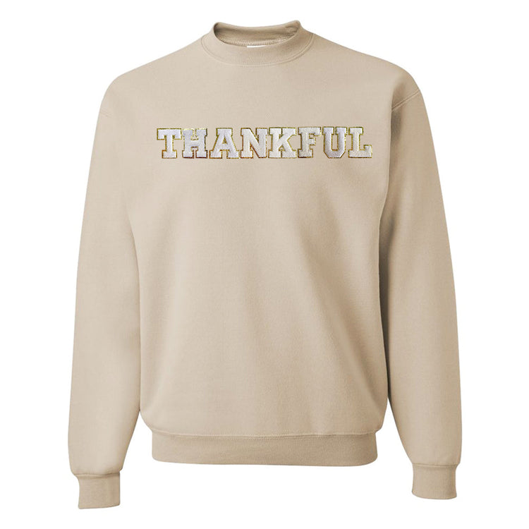 Thankful Letter Patch Crewneck Sweatshirt