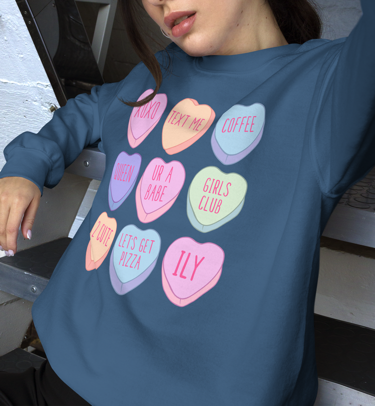 Candy Hearts Crewneck Sweatshirt