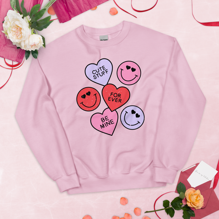Smiley Hearts Crewneck Sweatshirt