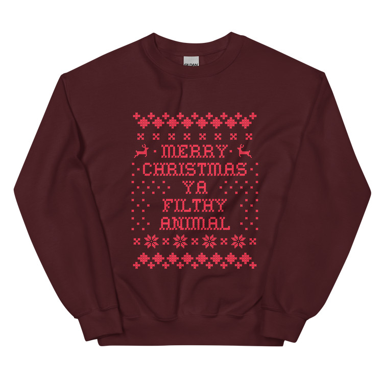 'Merry Christmas Ya Filthy Animal' Crewneck Sweatshirt