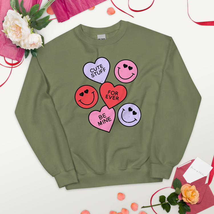 Smiley Hearts Crewneck Sweatshirt