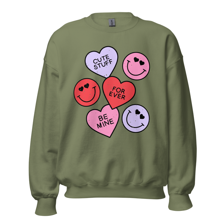 Smiley Hearts Crewneck Sweatshirt