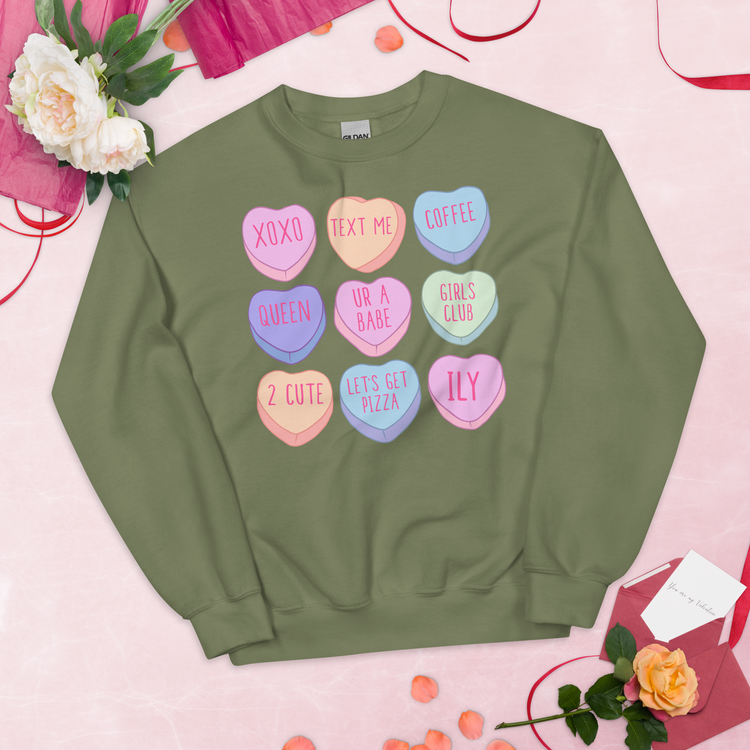 Candy Hearts Crewneck Sweatshirt