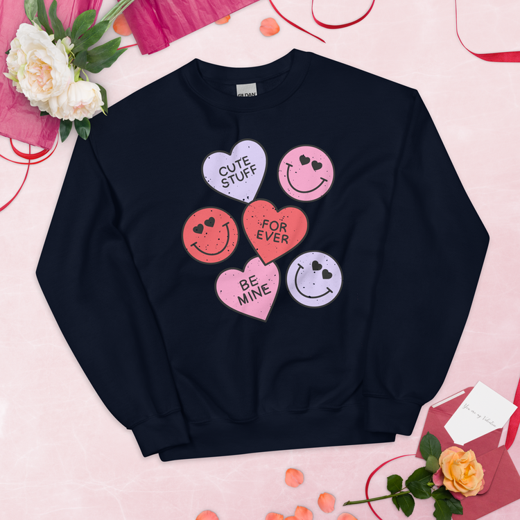 Smiley Hearts Crewneck Sweatshirt