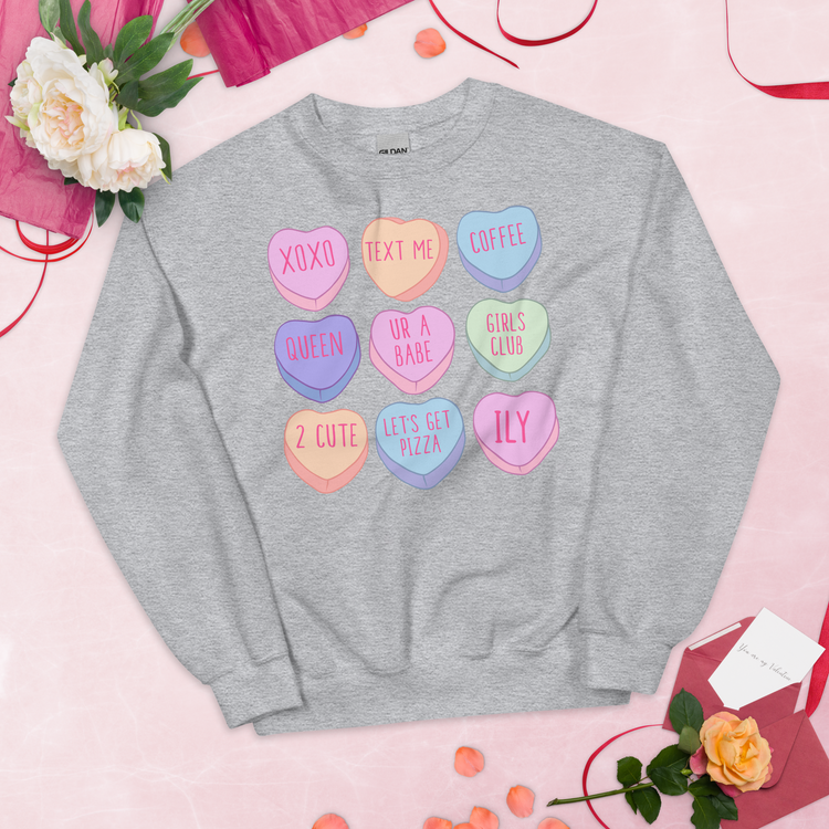 Candy Hearts Crewneck Sweatshirt