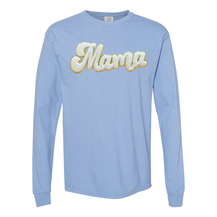 White Mama Script Letter Patch Long Sleeve T-Shirt