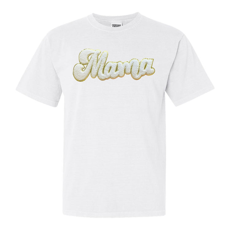 White Mama Script Letter Patch T-Shirt