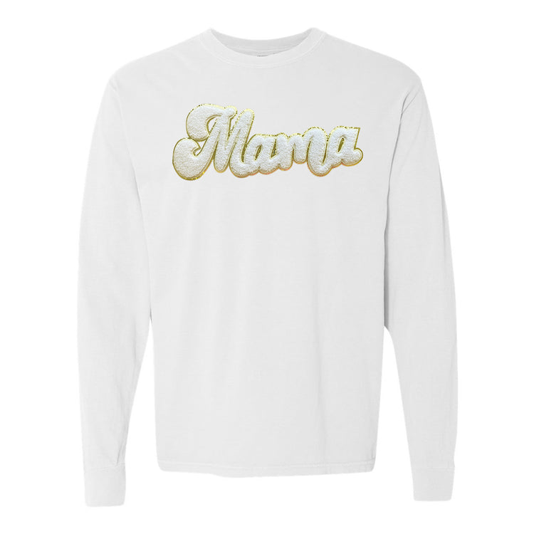 White Mama Script Letter Patch Long Sleeve T-Shirt