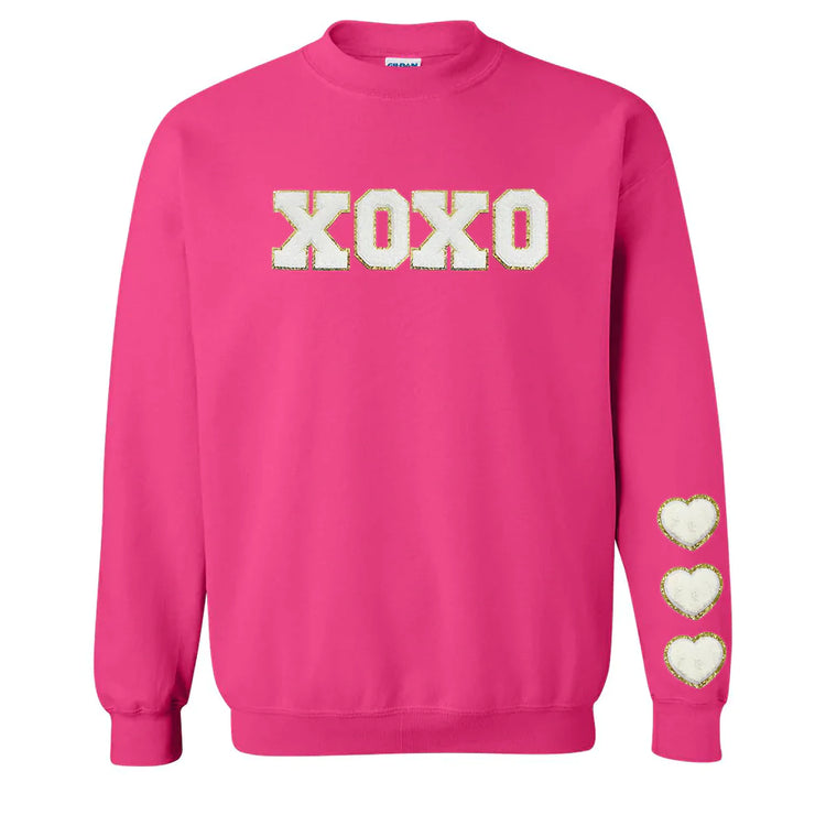 XOXO White Letter Patch Crewneck Sweatshirt