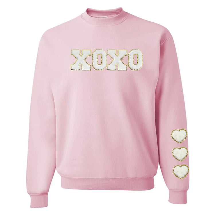 XOXO White Letter Patch Crewneck Sweatshirt