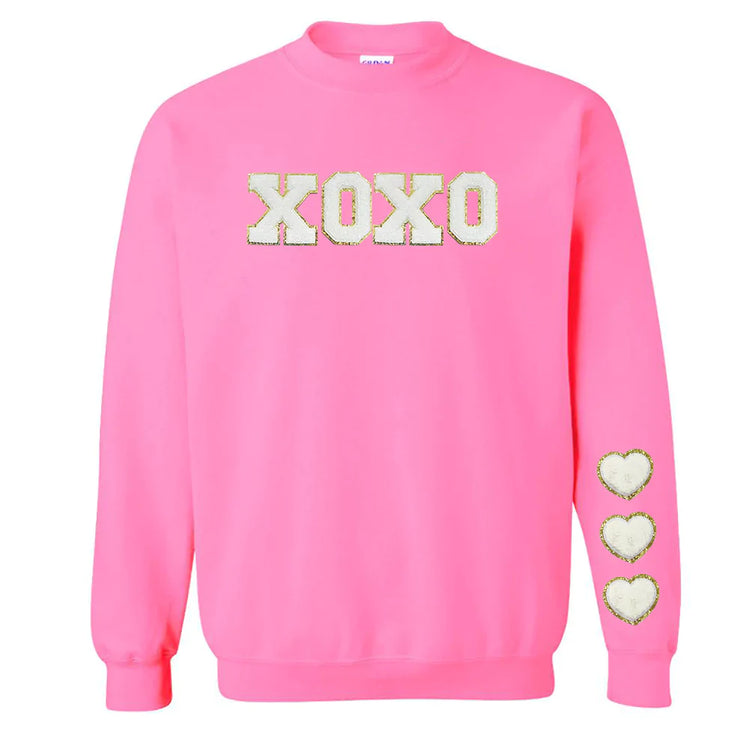 XOXO White Letter Patch Crewneck Sweatshirt