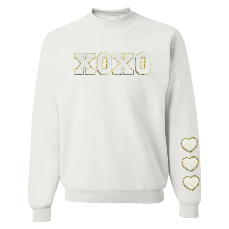 XOXO White Letter Patch Crewneck Sweatshirt