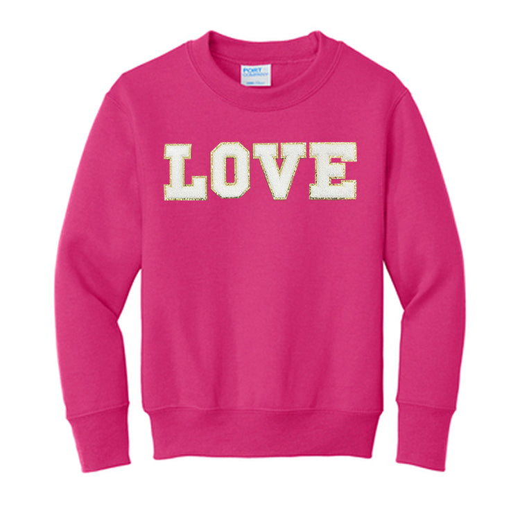 Kids Love Letter Patch Crewneck Sweatshirt