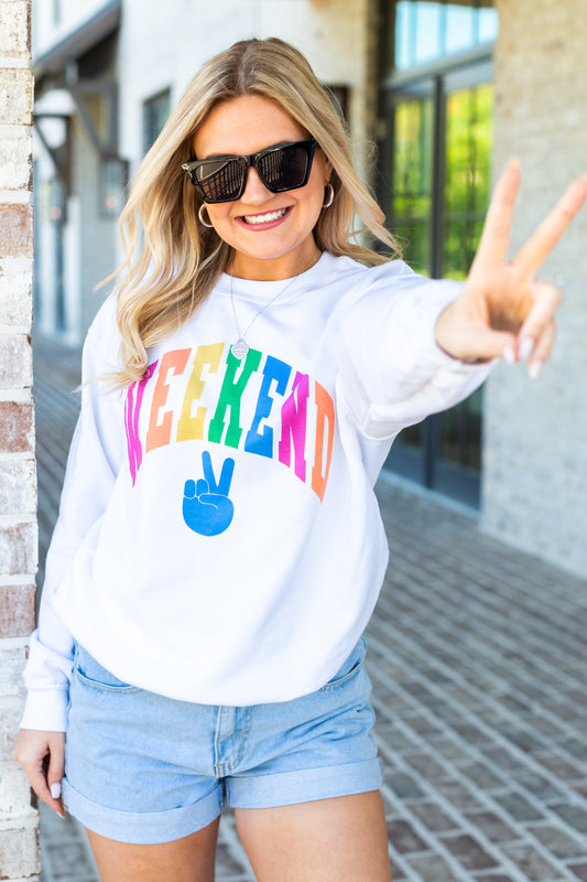Colorful Weekend Crewneck Sweatshirt