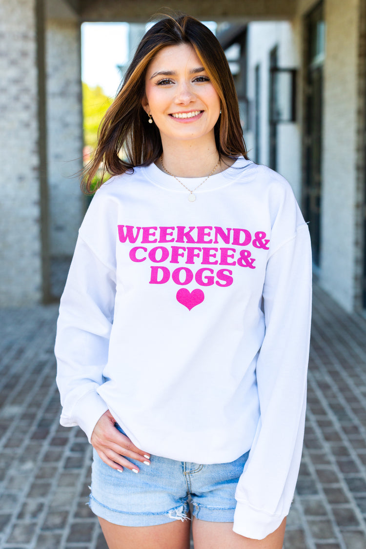 Coffee & Weekend & Dogs Crewneck Sweatshirt