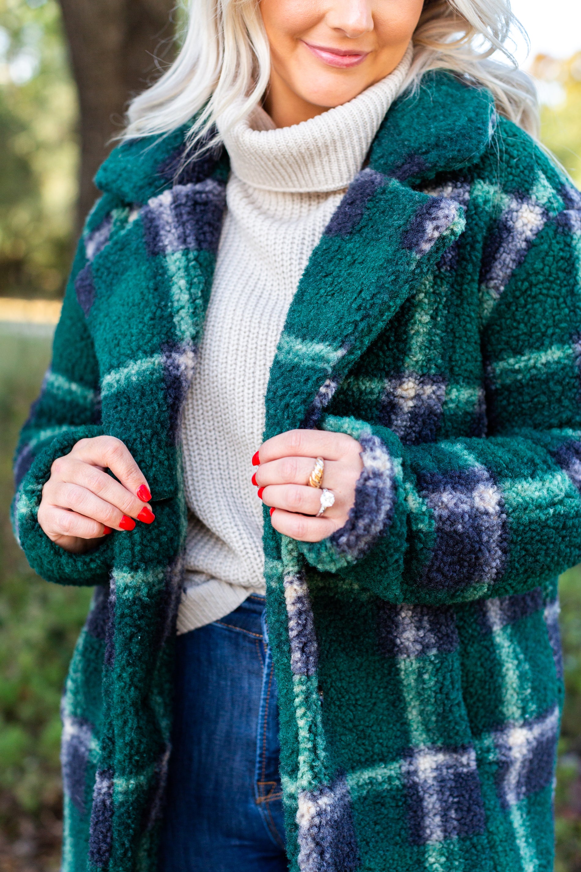 Plaid deals teddy coat