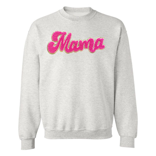 Hot Pink Mama Script Letter Patch Crewneck Sweatshirt