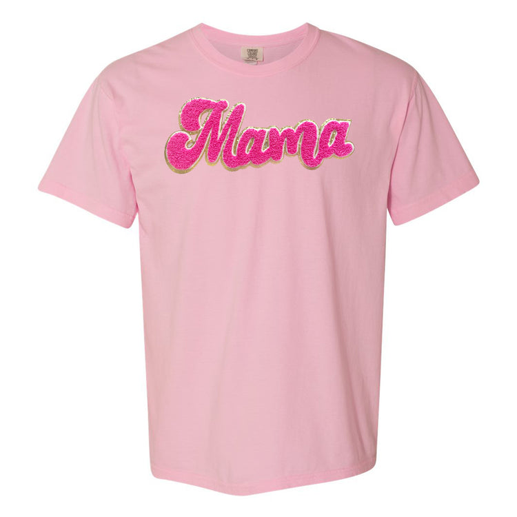 Hot Pink Mama Script Letter Patch T-Shirt
