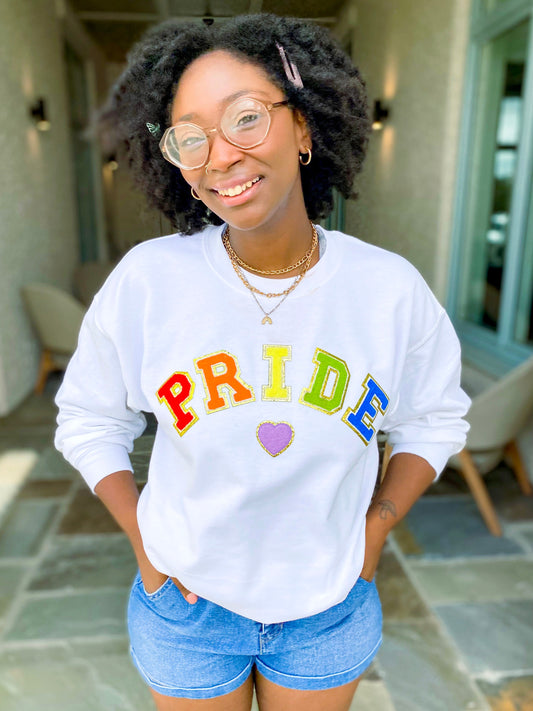 Pride Letter Patch Crewneck Sweatshirt