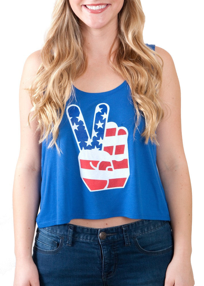 American Flag Peace Sign Crop Top