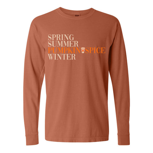 Pumpkin Spice Season Comfort Colors Long Sleeve T-Shirt