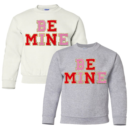 Kids Be Mine Letter Patch Crewneck Sweatshirt