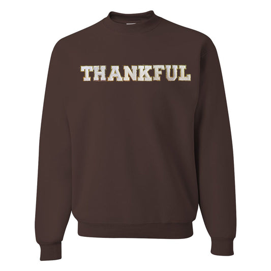 Thankful Letter Patch Crewneck Sweatshirt- Straight
