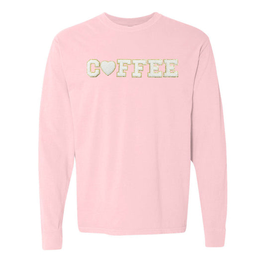 Coffee Heart Letter Patch Long Sleeve T-Shirt