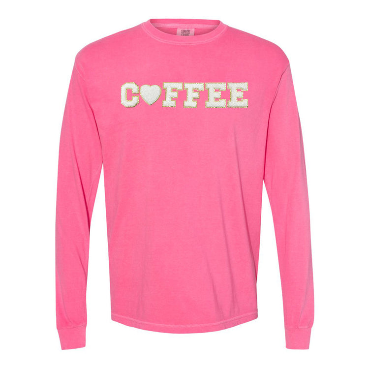 Coffee Heart Letter Patch Long Sleeve T-Shirt