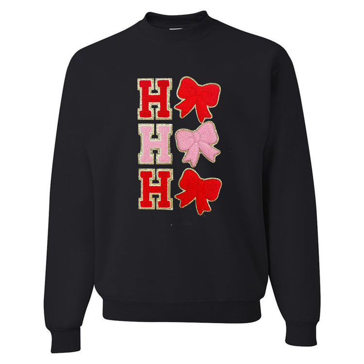 Ho Ho Ho Bows Letter Patch Crewneck Sweatshirt
