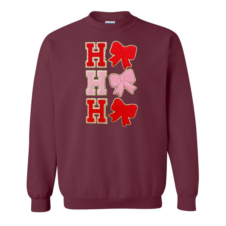 Ho Ho Ho Bows Letter Patch Crewneck Sweatshirt