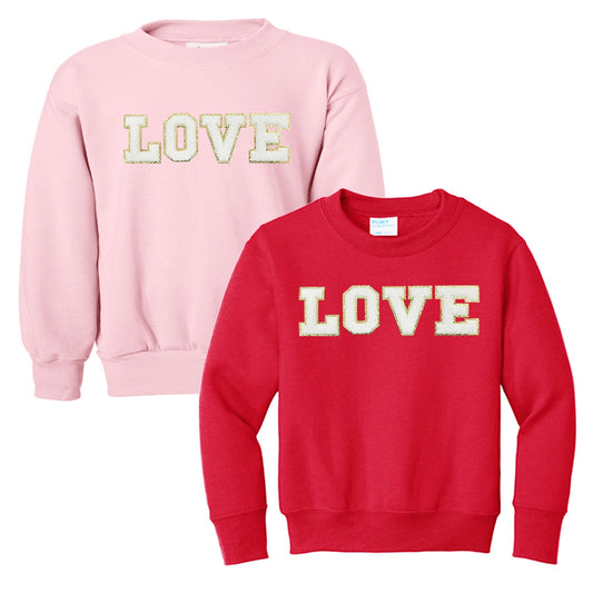 Kids Love Letter Patch Crewneck Sweatshirt